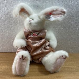 TY Attic Treasures Bunny Plush Sara Mauve Pink Dress Adorable Face Jointed NWT